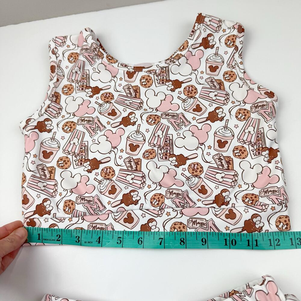 Kids Pink & Brown Printed Crop Top and Twirl Skirt Set - Picture 9 of 10